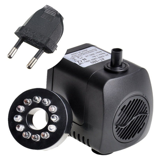 800L/H 210 GPH Submersible Water Pump For Aquarium Fish Tank Pond Fountain With 12 LED Lights