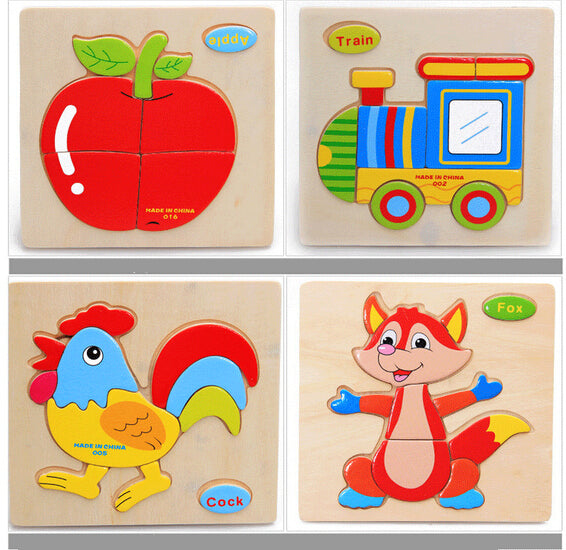 Baby Kid Children Lovely Animal Fruit Vehicle Wooden Early Learning Educational Puzzle Toy