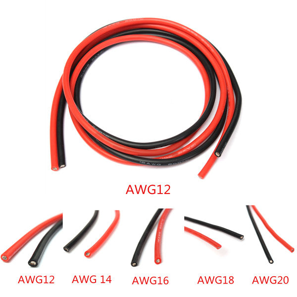 DANIU 2M AWG Soft Silicone Flexible Wire Cable 12-20 AWG (1 Meter Red + 1 Meter Black)