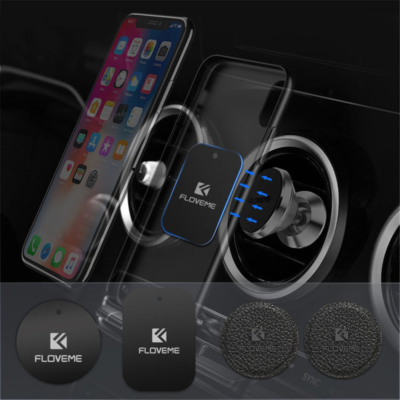 Floveme 2PCS Ultra-thin Leather Metal Plate Car Mount Accessory for Magnetic Phone Holder