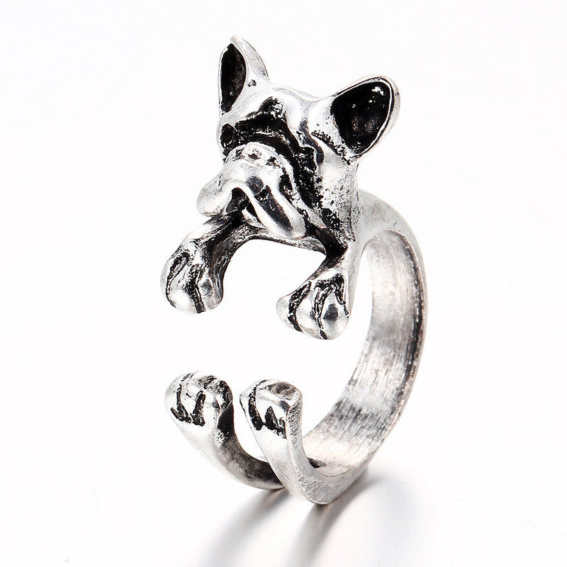 Cute Unisex Finger Ring Open Adjustable Dog Head Rings Fashion Hands Accessories for Women Men