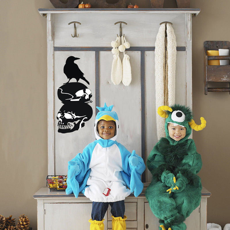 Halloween Skull Crow DIY Wall Sticker Removable PVC Wallpapers Vinyl Art Decal Waterproof Stickers