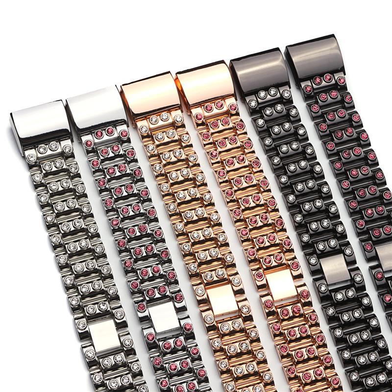 Rhinestone Watch Band Metal Stainless Steel Strap Bracelet Replacement for Fitbit Charge 2
