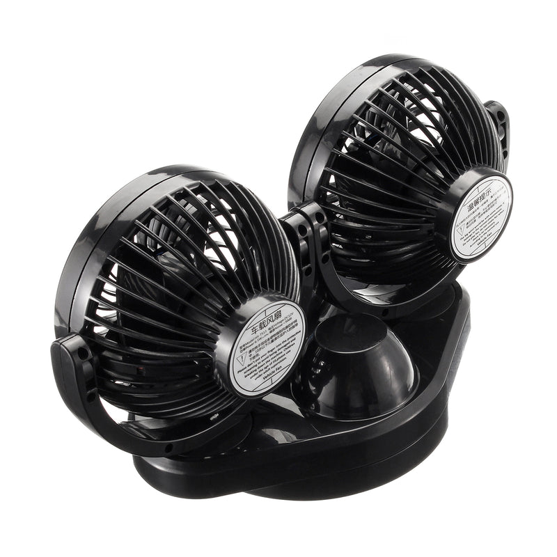 DC12V 2 Head 360Rotation Car Auto Vehicle Cooling Air Fan Silent Cooler 2 Speed