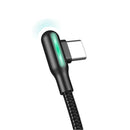 WSKEN 3A 90 Degree Elbow RGB LED Type-C Fast Charging Data Cable for Samsung S10+ Xiaomi 9T Redmi Note8 HUAWEI P30Pro
