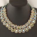 Women Multicolor Crystal Charm Gold Exaggerated Bib statement Necklace Jewelry Gift