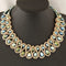 Women Multicolor Crystal Charm Gold Exaggerated Bib statement Necklace Jewelry Gift