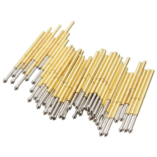 50pcs PCB Bare Board Spring Loaded Test Probe Pin P100 E2 180g 1.36mm Diameter