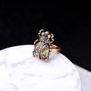 Retro Ladybug Women Ring Colorful Rhinestone Finger Ring Bronze Metal Ring