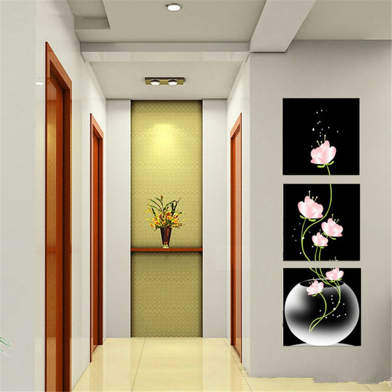 40x40cm Combination Canvas Print Painting 3Pcs Flowers Lotus Printed On Canvas Home Paper Art