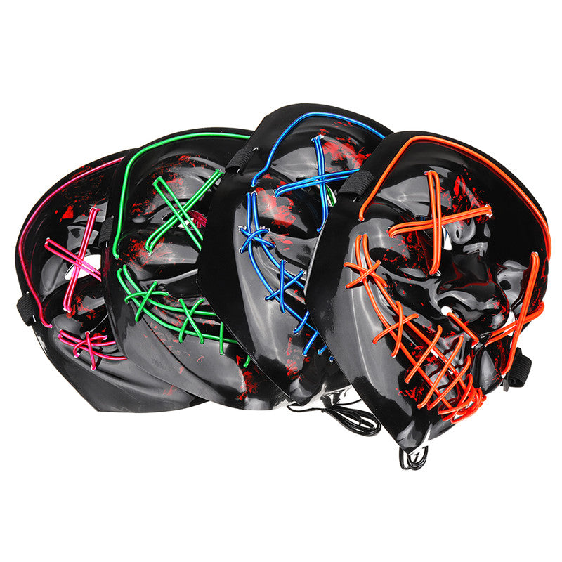 Halloween 4-Modes LED Light El Wire Mask Up Funny Mask The Purge Election Year Great Cosplay Mask
