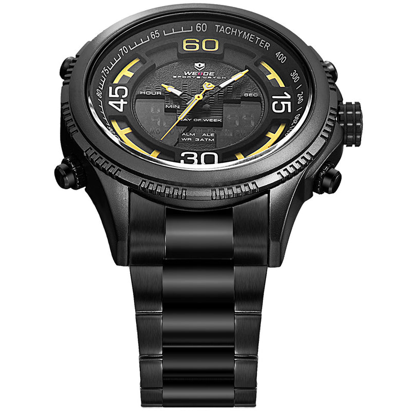WEIDE 6306 Dual Display Digital Watch Alarm Calendar Luminous Display Stainless Steel Sport Watch