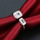 INALIS Platinum Plated Square Rhinestone Ring Opening Finger Rings