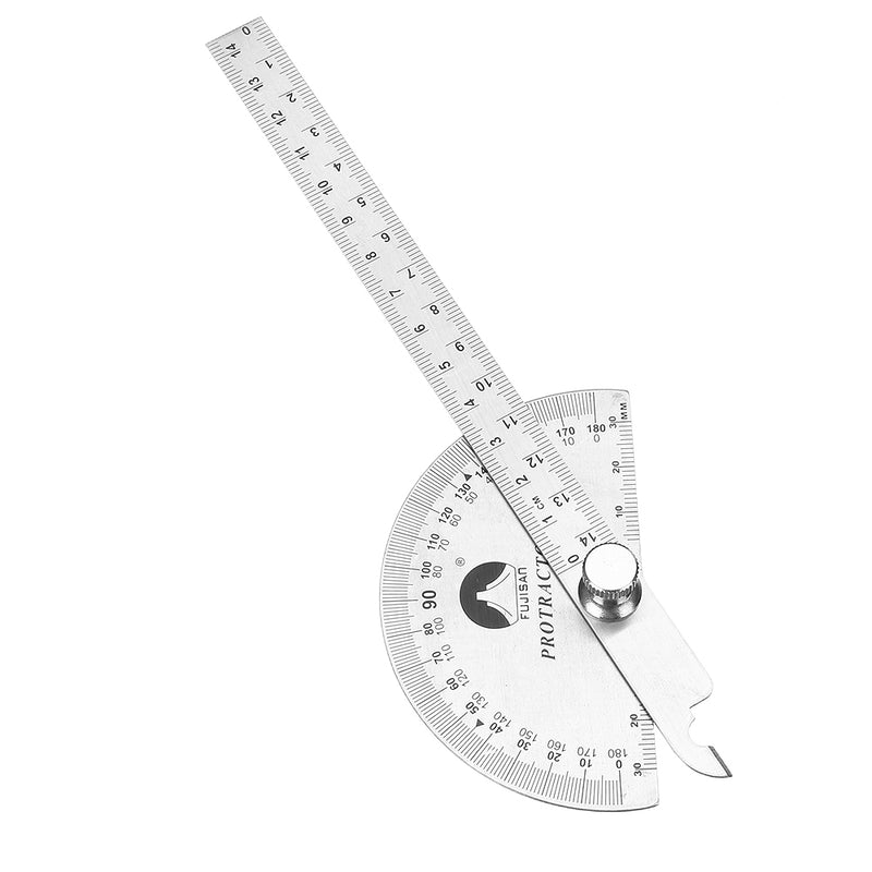 140mm 180 Degree Adjustable Protractor Multifunction Stainless Steel Roundhead Angle Ruler Mathematics Measuring Gauge Tool