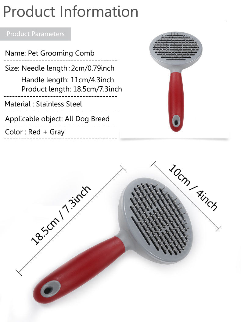 Professional Pet Grooming Comb Dog Cat Hair Removal Stainless Steel Massage Brush Comb