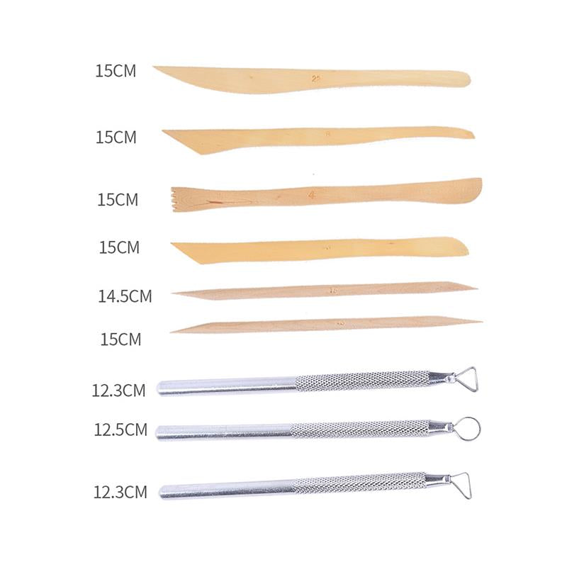 ZHUTING TL-14 14Pcs Clay Sculpting Carving Tool Set Wooden Metal Pottery Clay Tools Professional DIY Ceramic Modeling Kit for Clay Wood Shaping Handicraft Painting Embossing with Bag