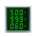 3pcs Geekcreit 3 in 1 AC 60-500V 100A Square Green LED Digital Voltmeter Ammeter Hertz Meter Signal Lights Voltage Current Frequency Combo Meter Indicator Tester With Round CT