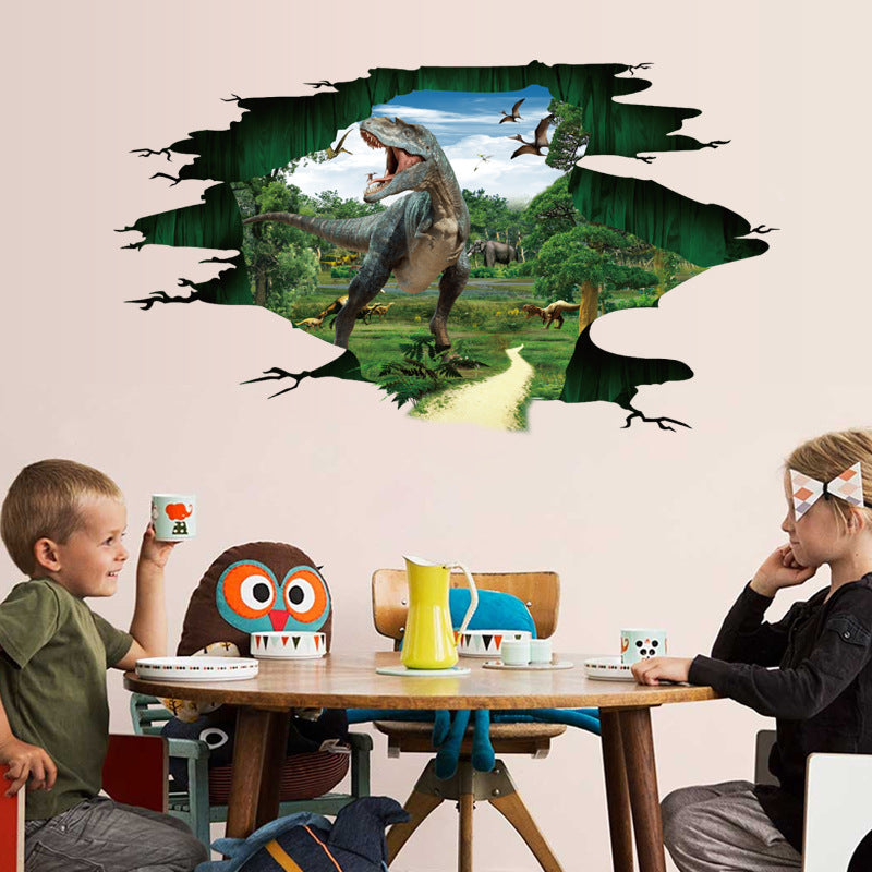 3D Dinosaur Paradise Jurassic World Kindergarten Wall Stickers PVC Removable Stereo Stickers 60*90CM