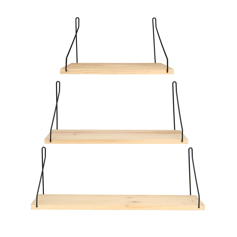 Wall Shelf Wood Iron Hanging Holder Storage Wall Mount Rack Home Display Decorations