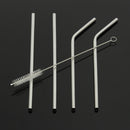 4Pcs Straw Set Reusable Straight Bent Stainless Steel Drinking Straws With Cleaning Cleaner Brush