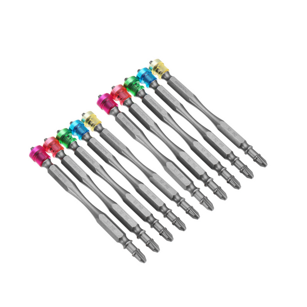 Broppe 10pcs 100mm Magnetic PH2 Screwdriver Bit ABS Ring 1/4 Inch Hex Shank Drywall Screwdriver