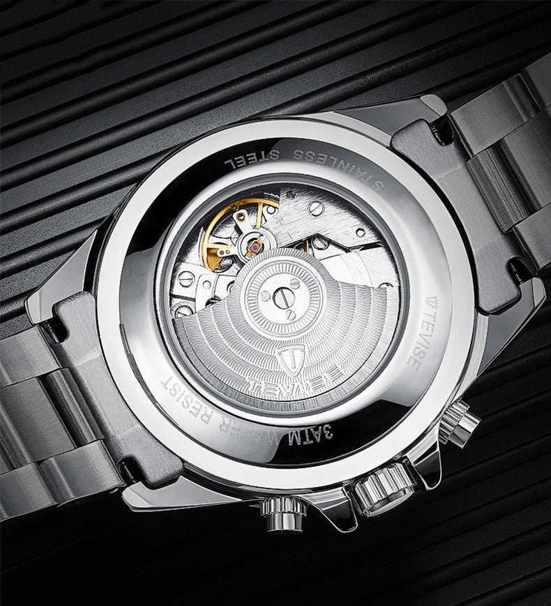 TEVISE T863 Date Display Business Style Automatic Mechanical Watch Full Steel Men Watches
