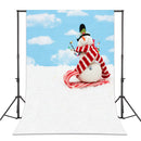 5x7FT Vinyl Blue Sky Snowman Photography Backdrop Background Studio Prop