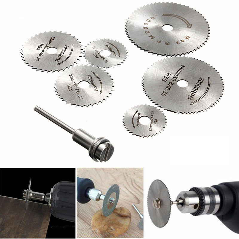 7pcs Circular Wood Cutting Saw Blade Discs with Mandrel