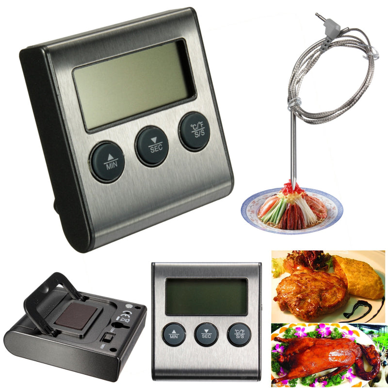 LCD Timer BBQ Termometro Digital Thermometer Sonda Cocina Comida Temperatura 482F Horno