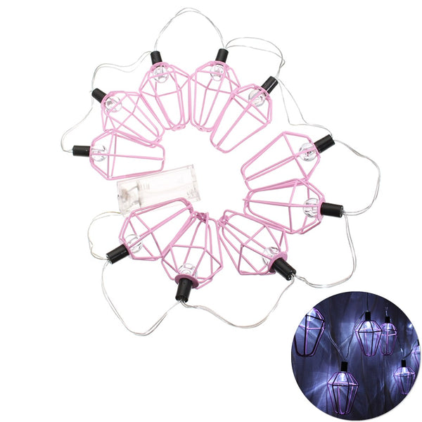 Battery Powered 1.4M 10LED Pink House Fairy String Light Christmas Holiday Decoration