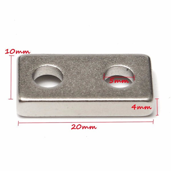 10pcs N35 20x10x4mm Block Countersunk Magnets Neodymium Magnets With 2 Holes