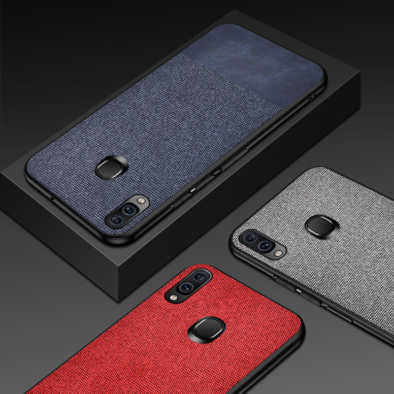 Bakeey Anti-Fingerprint Canvas Splice TPU Border Protective Case for Samsung Galaxy A40 2019