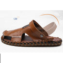 R493 Men Outdoor Summer Leather Casual Round Toe Flat Soft Beach Slipper Sport Dad Shoes Sandals