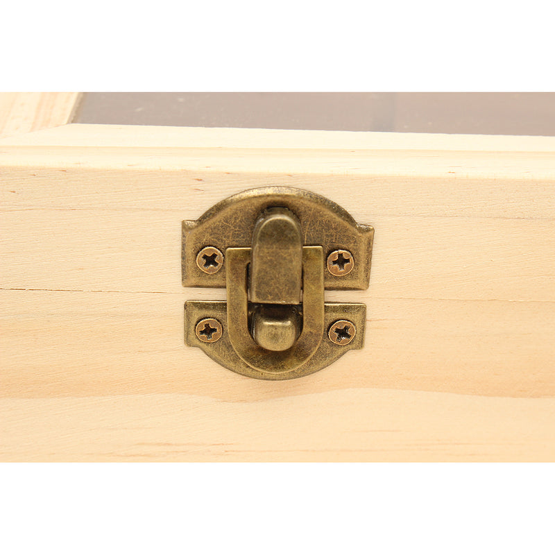 5 Compartments Plain Wooden Tea Box Bag Caddy Storage Display Container With Glass Lid