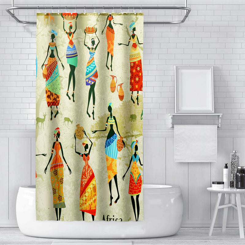 Waterproof Bathroom Curtain Custom Distinctive Cartoon African Woman Pattern Bathroom Shower Curtain