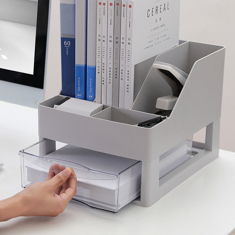 Document Trays File Holder 3 Layers File Box Plastic File Organizer with Transparent Drawer for Desktop Storage