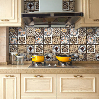 Retro Self-adhesive Wall Sticker Home Tiles Floor Background Kitchen PVC Anti-oil Wall Stickers