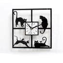 Four Cat Pattern Acrylic Wall Clock Black Quartz Bedroom Living Room