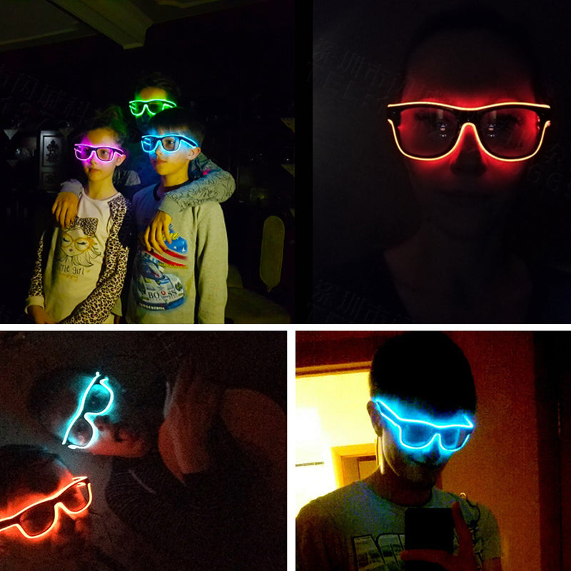 LED Flashing Sunglasses EL Wire Glasses Glow Party Nightculb Festival Eyewear