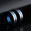 6mm Tungsten Steel Men Ring Blue Cross Simple Trendy Jewelry