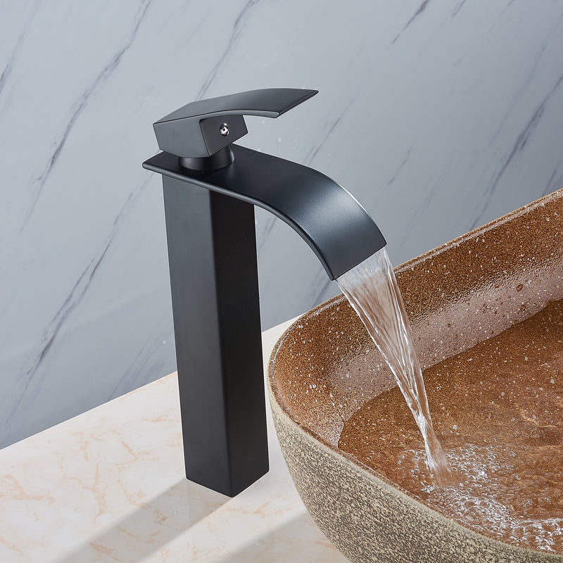 Matte Black 1/2 Inch Brass Modern Bathroom Basin Faucet Bathroom Spout Faucet Hot & Cold Water Mixer Tap Single Handle