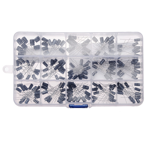 5 x 215pcs 15 Values 0.1uF-330uF Mix Electrolytic Capacitor Kit With Storage Box
