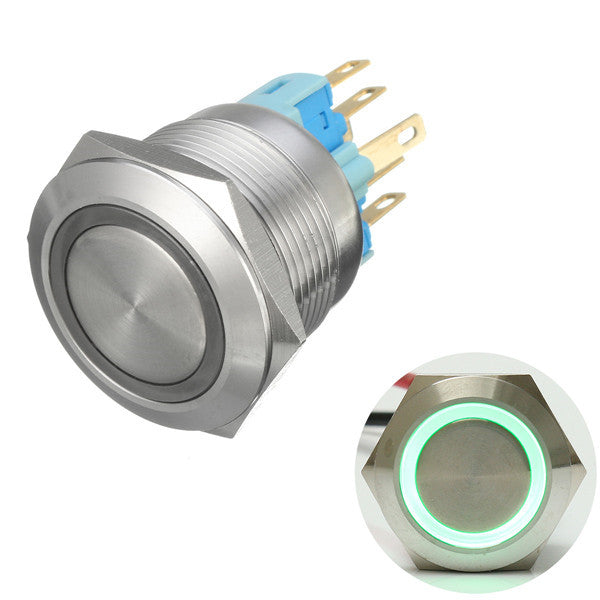 12V 6 Pin 22mm Led Light Metal Push Button Momentary Switch Waterproof  Switch
