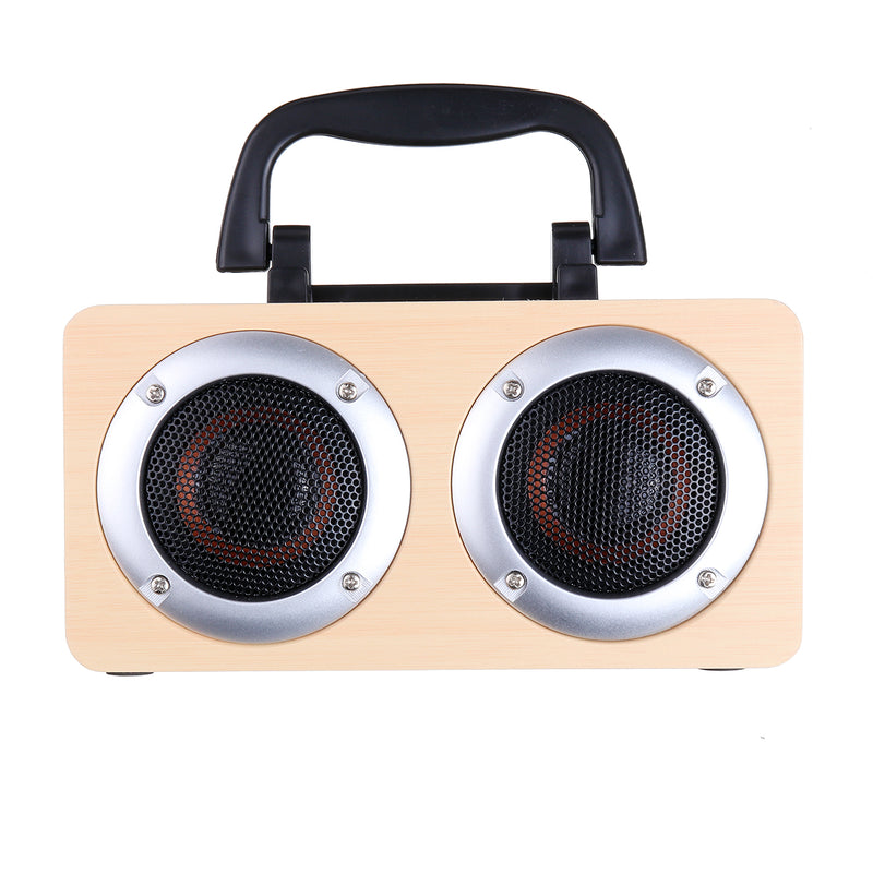 W5B Wooden Wireless bluetooth Speaker Dual Units Stereo Bass TF Card AUX Speaker with Mic