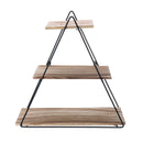 3 Layers Wooden Retro Storage Racks Iron Hanging Wall Triangle House Shelf Bookshelf Decorations Display Stand Shelves for Office Home Living Room Bedroom