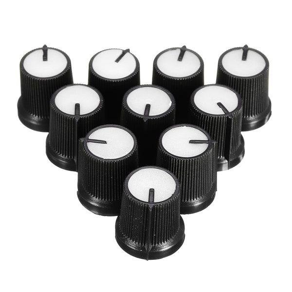 100Pcs White Plastic For Rotary Taper Potentiometer Hole 6mm Knob