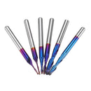 Drillpro 10pcs 3.175mm Shank Blue Coated Spiral Ball Nose End Mill 0.8-3.175mm CNC Milling Cutter