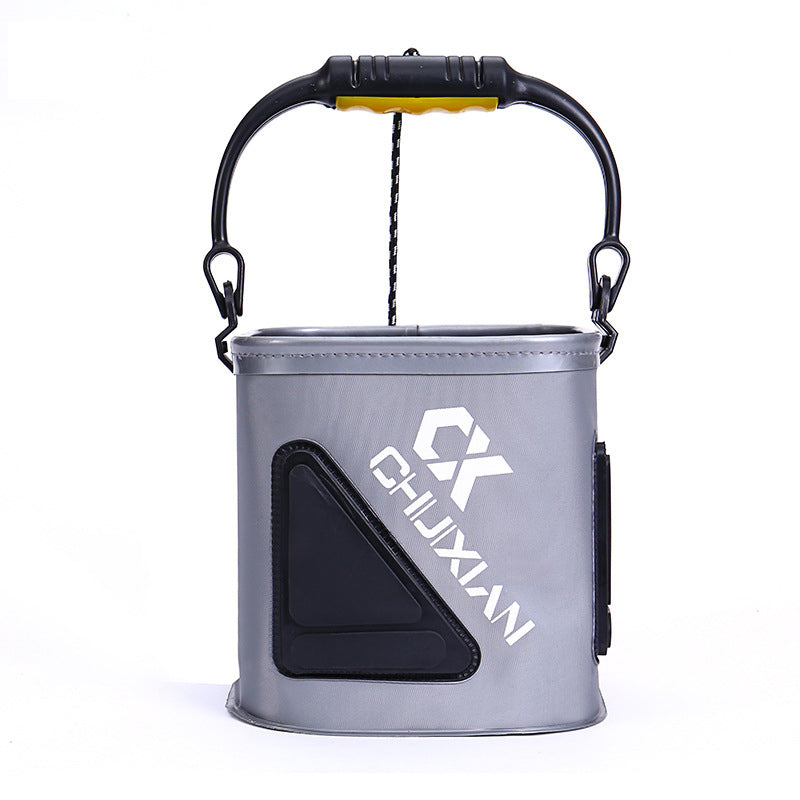 ZANLURE 8L Outdoor Portable Multifunctional EVA Folding Fishing Bucket Fishing Tools Barrel Fishing Storage Bucket-Black/Grey