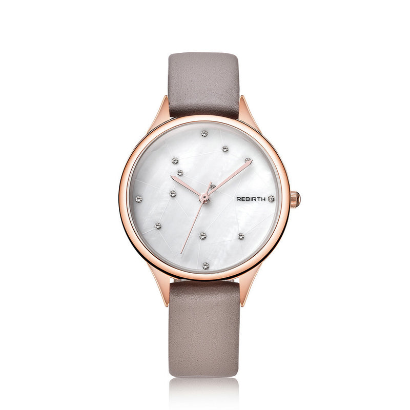 REBIRTH RE086 Starry Sky Women Wrist Watch Rose Gold Case Quartz Watch