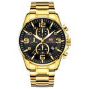 MINI FOCUS MF0278G Royal Golden Stainless Steel Chronograph Business Quartz Watch Men Wristwatch